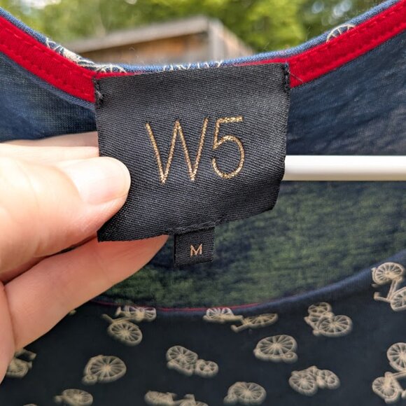 Anthropologie W5 Navy Blue Bicycle Print Shirt - Picture 2 of 5